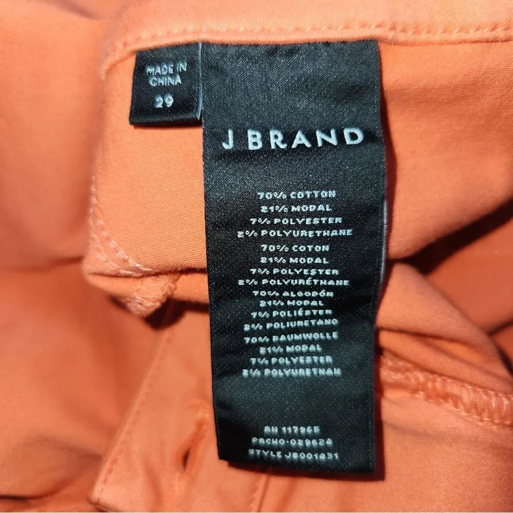 J Brand Luxe Sateen‎ Orange Mid-Rise Skinny Crop Pants NWT